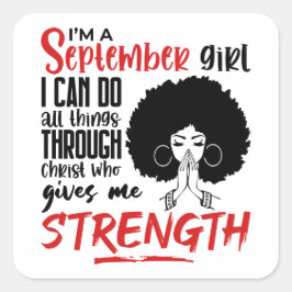 September Girl Christian Women Pray Birthday Queen Vierkante Sticker