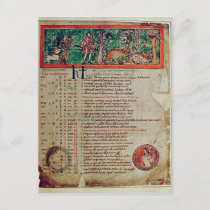September: het buiken van de boer, van een Kalende Briefkaart