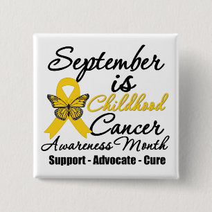 September is Kinderkankerbewustzijnsmaand v2 Vierkante Button 5,1 Cm