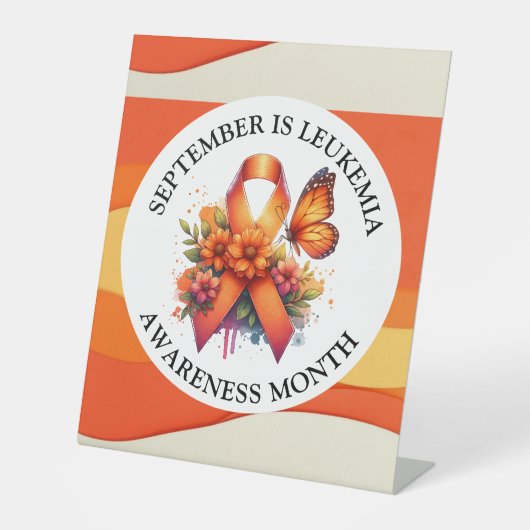September is Leukemia Awareness Month Reclamebord Met Voetstuk (Voorkant)