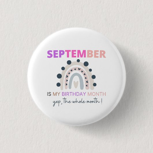 September is mijn geboortemaand, 2021 regenboog ronde button 3,2 cm (Voorkant)