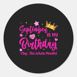 September Is Mijn Verjaardag Koningin Meisjes Vrou Ronde Sticker