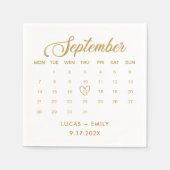 September Kalender Goud Bruiloft Servet (Voorkant)
