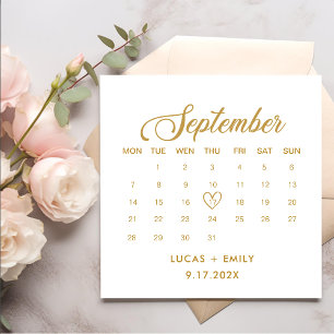 September Kalender Goud Bruiloft Servet