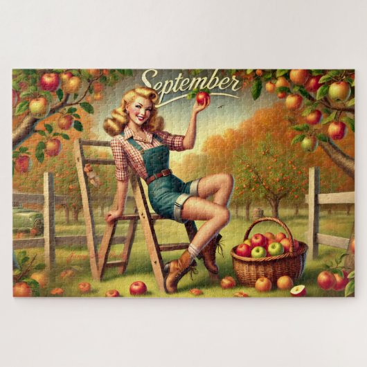 September Landbouw Oogst Pin-Up Legpuzzel (Horizontaal)