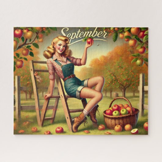 September Landbouw Oogst Pin-Up Legpuzzel (Horizontaal)