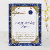 September Sapphire Birthstone Birthday 8.5 X 11 Kaart (Gele Bloem)