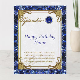 September Sapphire Birthstone Birthday 8.5 X 11 Kaart