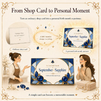 September Sapphire Birthstone Shop Card Visitekaartje