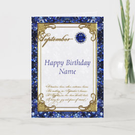 September Sapphire Birthstone Verjaardag Kaart