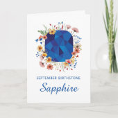 September Sapphire Birthstone Verjaardag Wildbloem Kaart (Voorkant)