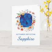 September Sapphire Birthstone Verjaardag Wildbloem Kaart (Gele Bloem)