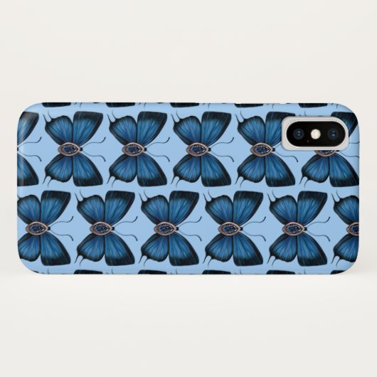 September Sapphire Blue Butterfly Pattern Design Case-Mate iPhone Case (Achterkant (horizontaal))