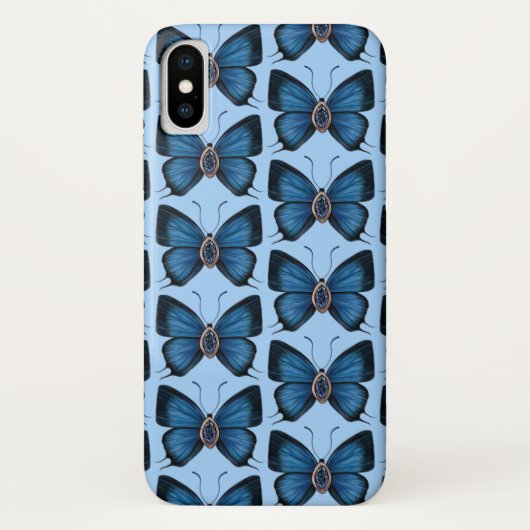 September Sapphire Blue Butterfly Pattern Design Case-Mate iPhone Case (Achterkant)