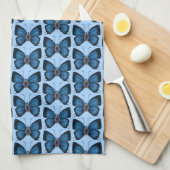 September Sapphire Blue Butterfly Pattern Design Theedoek (Quarter Fold)