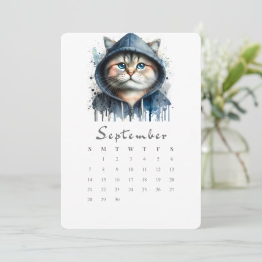September Stand-alone Kalender Kat Splash Art Menu (Staand voorkant)