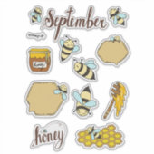 September Stickerblad - Knusse Bijen & Herfstbegin Sticker (Voorkant)