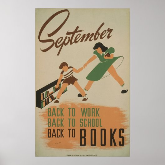 September terug aan het Werk, School, de  WPA van  Poster (Voorkant)