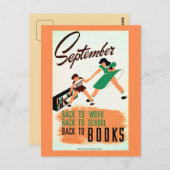  september terug naar het werk, school, boeken WPA Briefkaart (Voorkant / Achterkant)