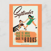  september terug naar het werk, school, boeken WPA Briefkaart