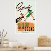  september terug naar het werk, school, boeken WPA Poster (Keuken)