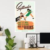  september terug naar het werk, school, boeken WPA Poster (Thuiskantoor)