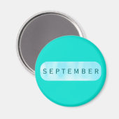 September Turquoise ronde magneet van Janz (Voorkant / Achterkant)