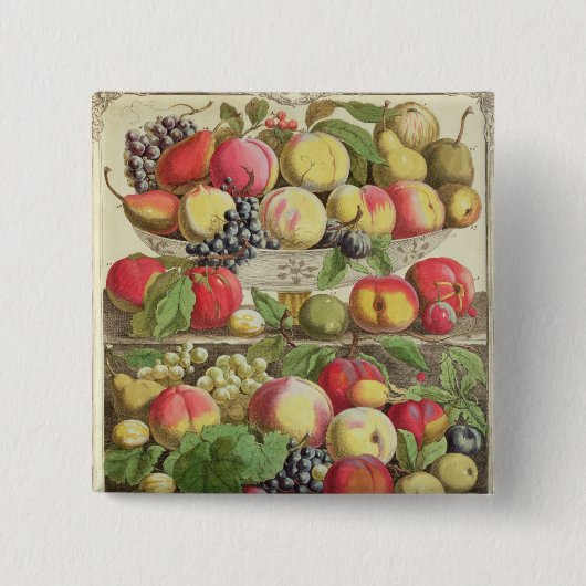 september, uit 'Twaalf maanden fruit' Vierkante Button 5,1 Cm (Voorkant)