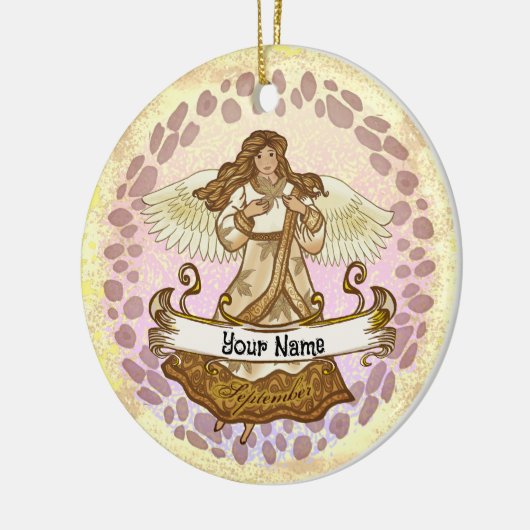 September Verjaardag Angel verjaardag aangepaste o Keramisch Ornament (Links)