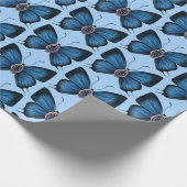 September Verjaardag Blue Butterfly Design Regal Cadeaupapier (Hoek)