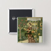 September Vierkante Button 5,1 Cm (Voorkant /achterkant)