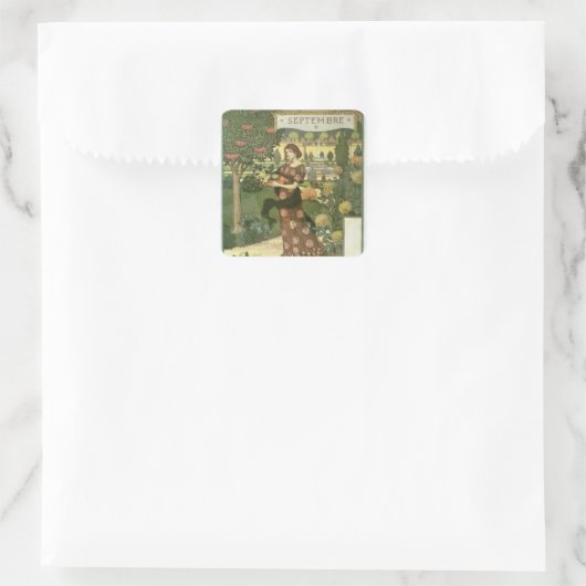 september vierkante sticker (Tas)