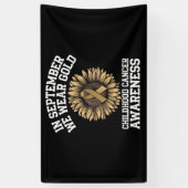 September We Draag Gold Childhood Cancer Awareness Spandoek (Verticaal)