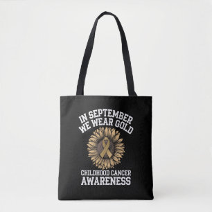 September We Draag Gold Childhood Cancer Awareness Tote Bag