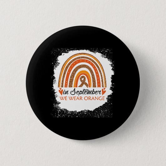 September we Draag Oranje gebleekte regenboogleuke Ronde Button 5,7 Cm (Voorkant)