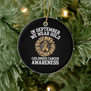 September We dragen goud Kinderkanker Bewustzijn Keramisch Ornament