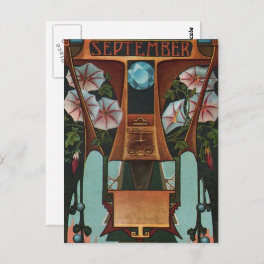 september - Weegschaal Briefkaart (Voorkant / Achterkant)