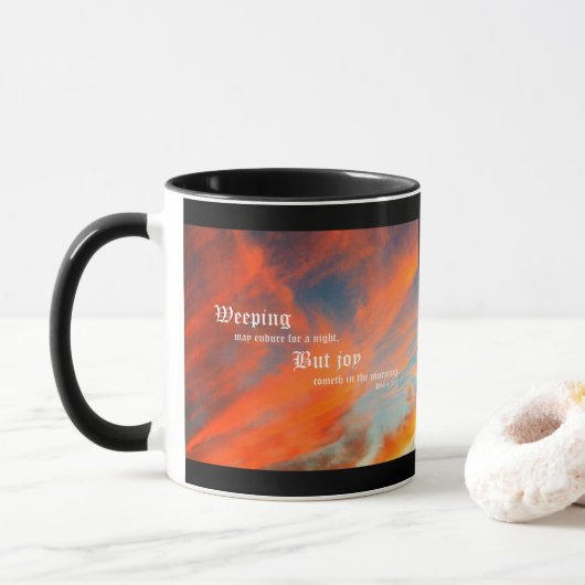 September Wolken met Psalm 30:5 Mok (Met donut)