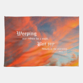 September Wolken met Psalm 30:5 Theedoek