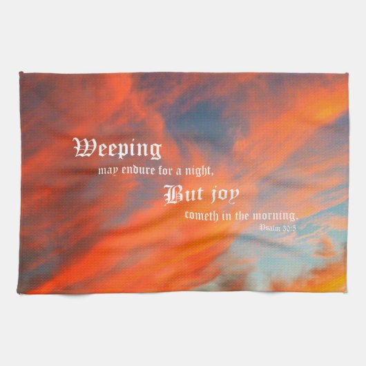 September Wolken met Psalm 30:5 Theedoek (Horizontaal)