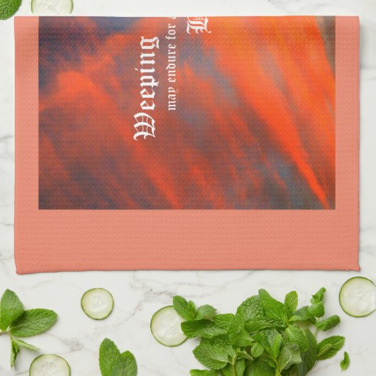 September Wolken met Psalm 30:5 Theedoek (Gevouwen)