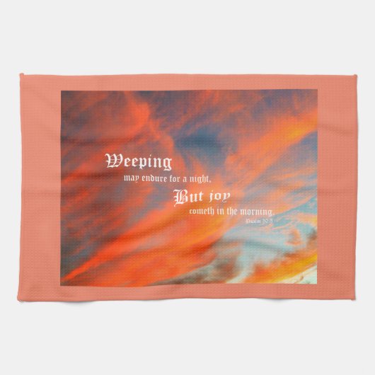 September Wolken met Psalm 30:5 Theedoek (Horizontaal)