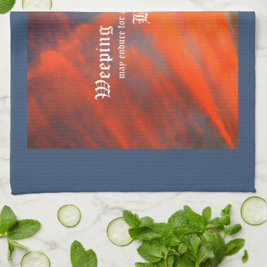 September Wolken met Psalm 30:5 Theedoek (Gevouwen)