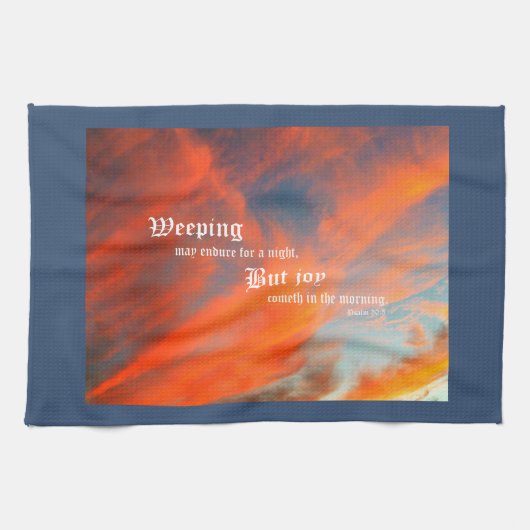 September Wolken met Psalm 30:5 Theedoek (Horizontaal)