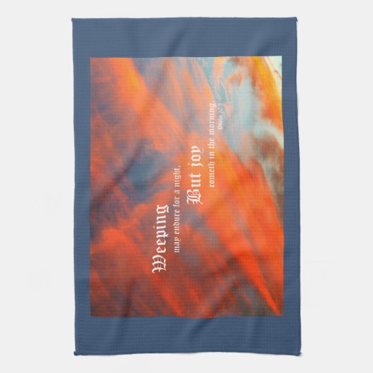 September Wolken met Psalm 30:5 Theedoek (Verticaal)