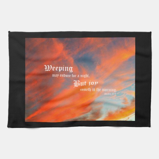 September Wolken met Psalm 30:5 Theedoek (Horizontaal)