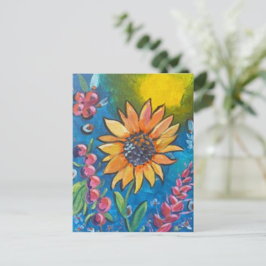 September Zonnebloem Briefkaart (Staand voorkant)