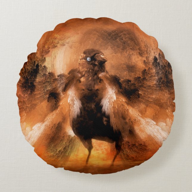 Septemberphönix Rond Kussen (Voorkant)