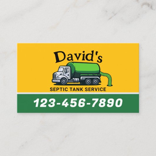 Septic Tank Pumping Service Professional Visitekaartje (Voorkant)
