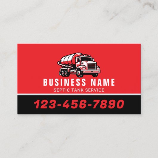 Septic Tank Pumping Service Zwart & Rood Visitekaartje (Voorkant)
